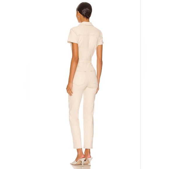 B9. GOOD AMERICAN FIT FOR SUCCESS DENIM JUMPSUIT IN BONE01 - Picture 5 of 11